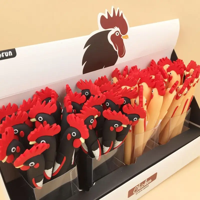 1PCS Cartoon Animal Full Silicone Gel Pen Cute Big Cock 0.5mm Black Ink Pen Novelty Kawaii Stationery Office Pretty Lovely Gifts