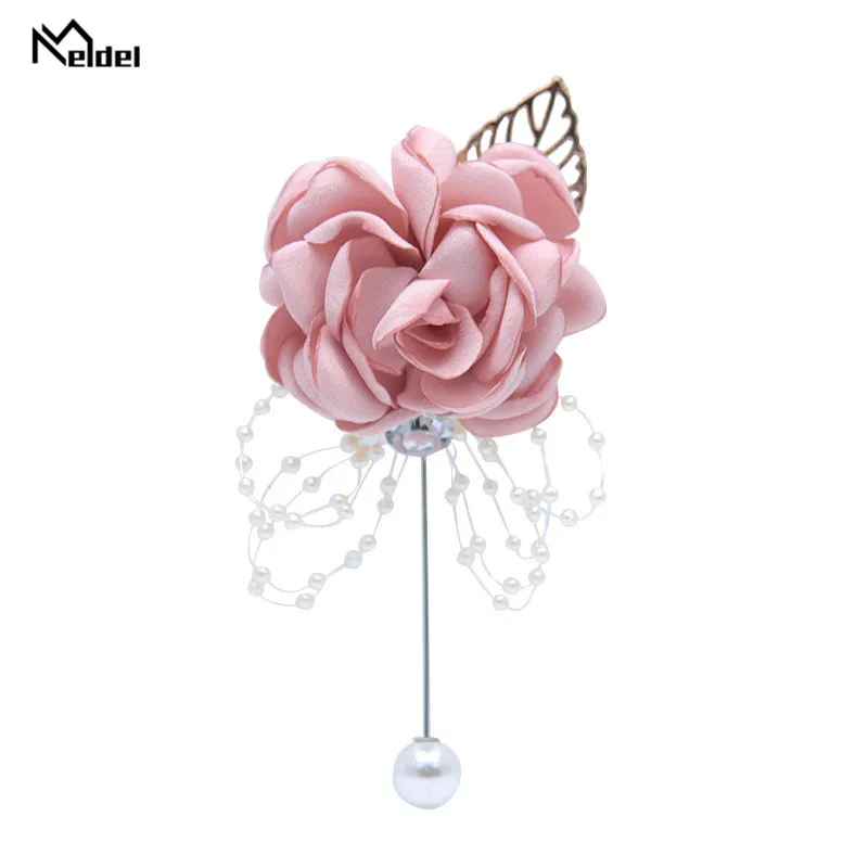 Meldel-broche de boda para dama de honor, ramillete de muñeca para niña, pulsera de novio, broche de hombre, alfileres de fiesta de Borgoña, flor