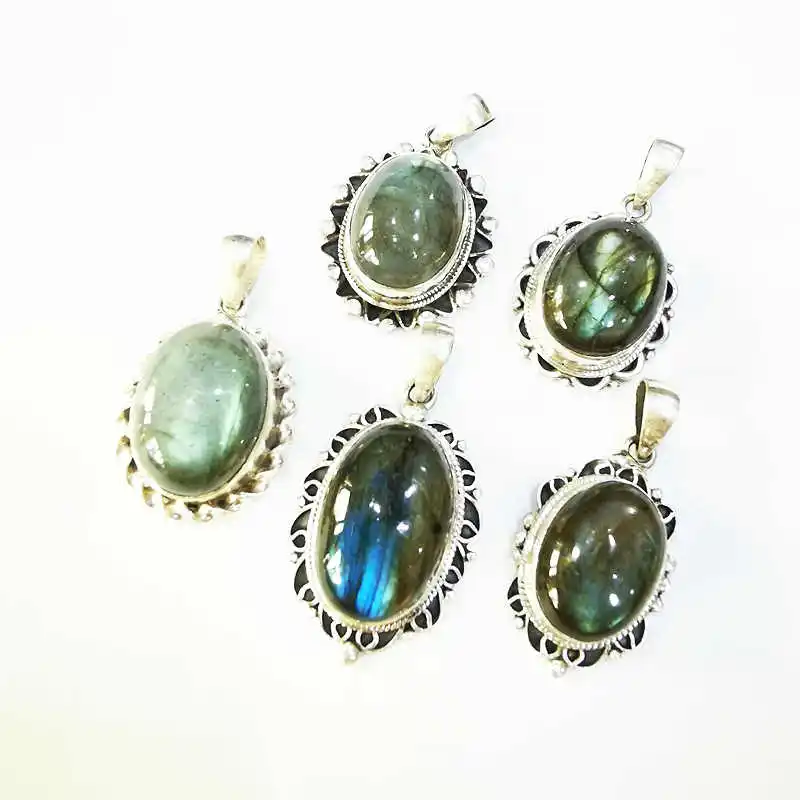 Nepal Hand 925 Silver Jewelry Inlaid Natural Labradorite Vintage Charms for Lady Multi Designs T9039