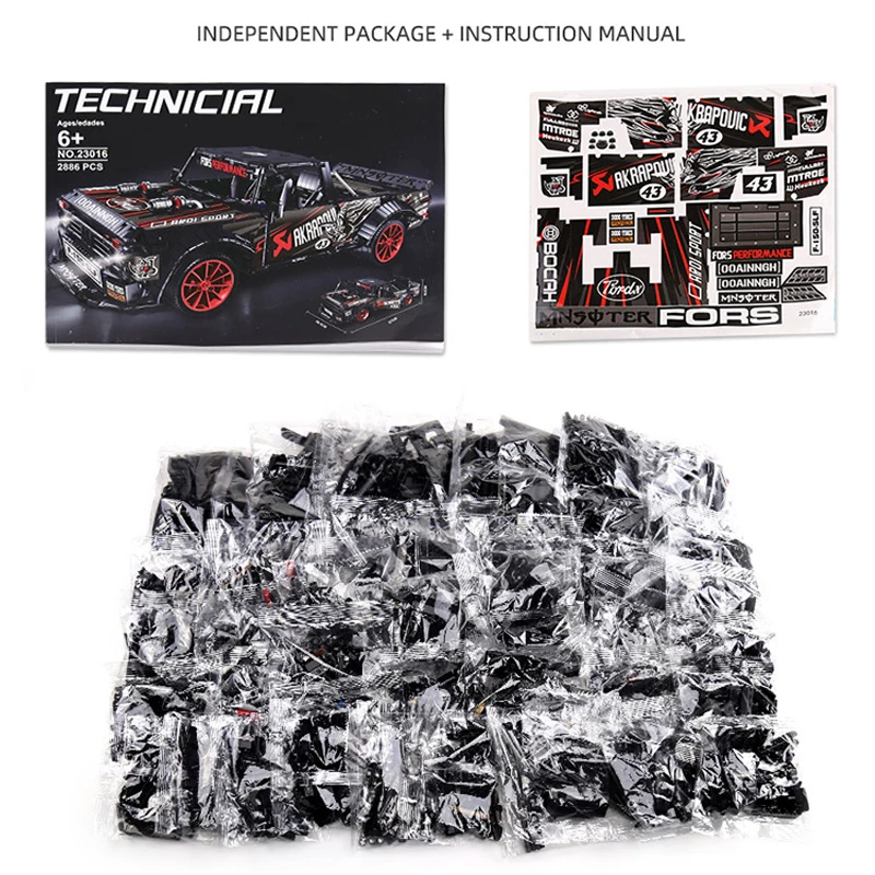 23016 2886 pièces F-150 Ford Mustang Hoonicorn voiture de course MOC 22970 FIT 34316 nuits de construction briques dos jouets cadeaux de noël