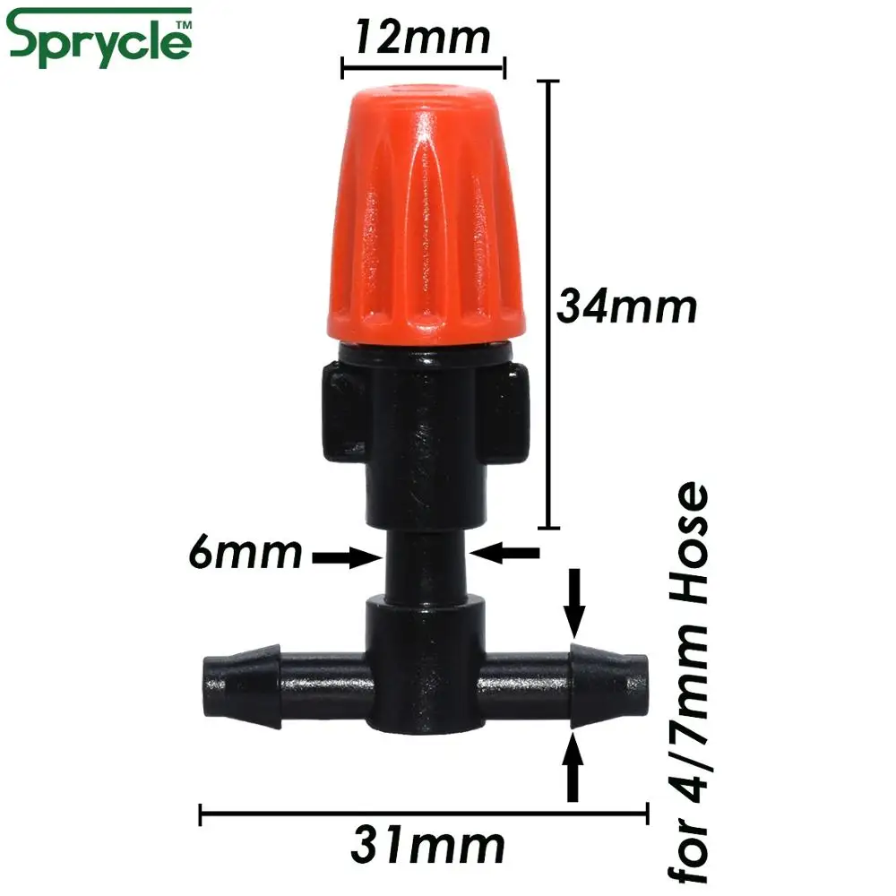 SPRYCLE 20PCS Adjustable Garden Drip Irrigation Misting Nozzle Micro Flow Head Dripper for 4/7mm 1/4 Inch Tubing Hose Greenhouse