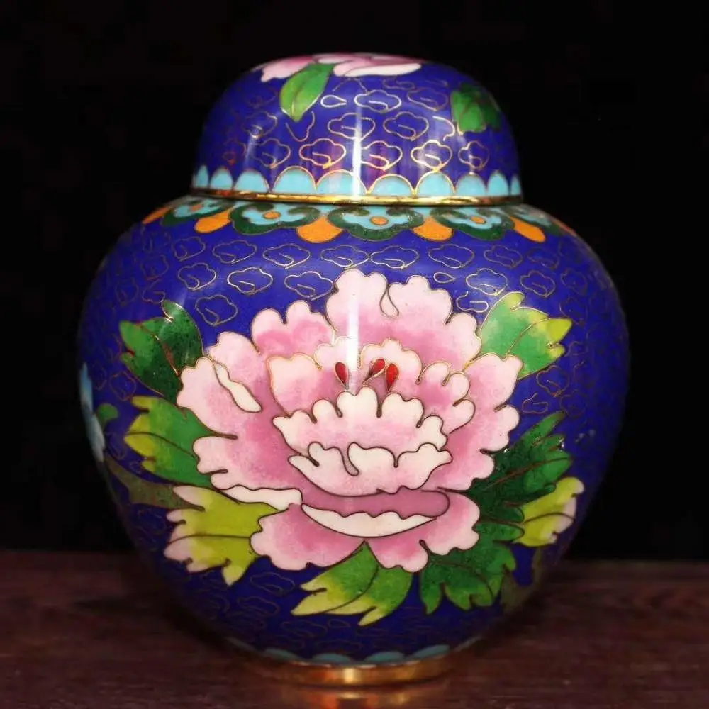 Collection exquisite Chinese copper tire filigree enamel cloisonne Flower pattern  small pot /2 colors