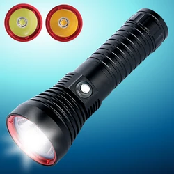 New Powerful Waterproof Scuba Diving Flashlight XHP70.2 Yellow/White Light 6000LM Underwater Tactical Dive Torch 26650 Battery