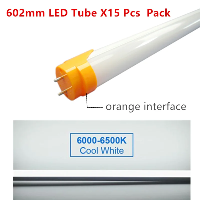 Imagem -05 - Conduziu a Luz do Tubo 600 Milímetros 2ft G13 Base Bi-pino Tampa Leitosa 110v 220v 230v 240v Led Fluorescente Branca Quente Cool White 15 Pcs Pack t8