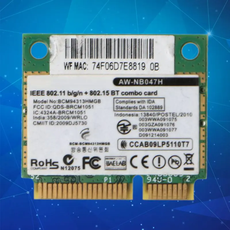 Adaptateur de carte réseau Wifi Half Mini Pci-e, bluetooth AW-NB047H, pour Broadcom BCM4313, livraison directe