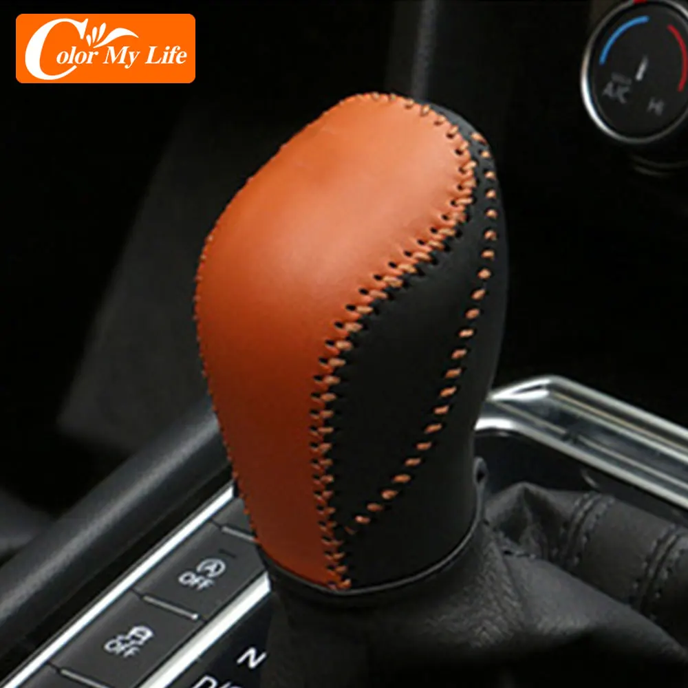 Leather AT DSG Gear Shift Collars for Volkswagen VW Polo Tiguan Golf 5 6 7 Mk7 Passat B5 B6 B7 CC Jetta Car Handbrake Cover