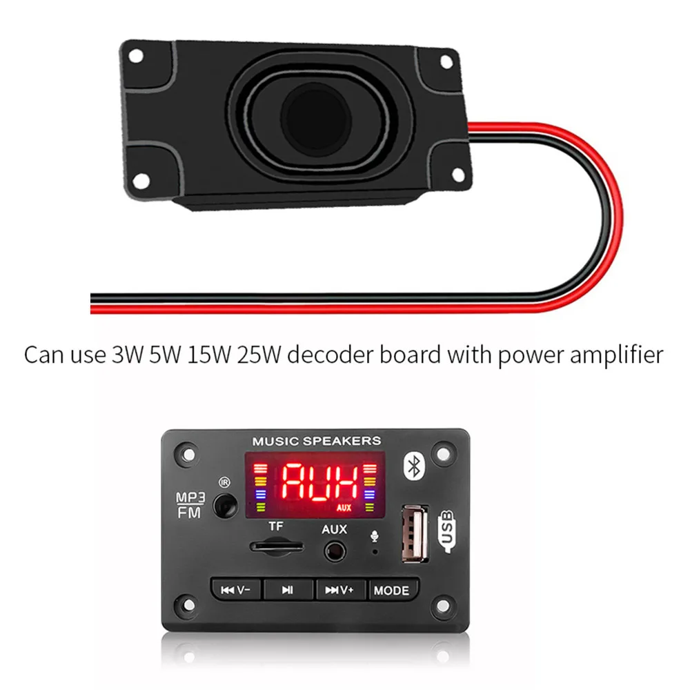 12V 50W Amplifier MP3 Decoder Board Bluetooth 5.0 Wireless Audio Module Big Color Screen Call Recording TF FM Radio For Car