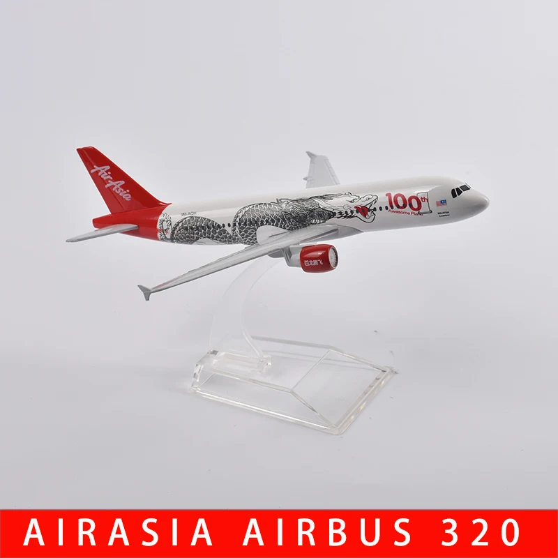 JASON TUTU 16cm AirAsia Dragon Airbus 320 Airplane Model Plane Model Aircraft Diecast Metal 1/400 Scale Planes Factory Wholesale