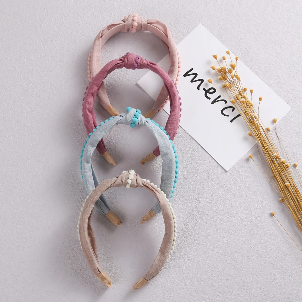 Picture 7: 1Pcs Cross Knot Hair Hoop Hairbands for Children Lovely Pompom Baby Kids Headbands Girls Hair Accessories Hair Bands