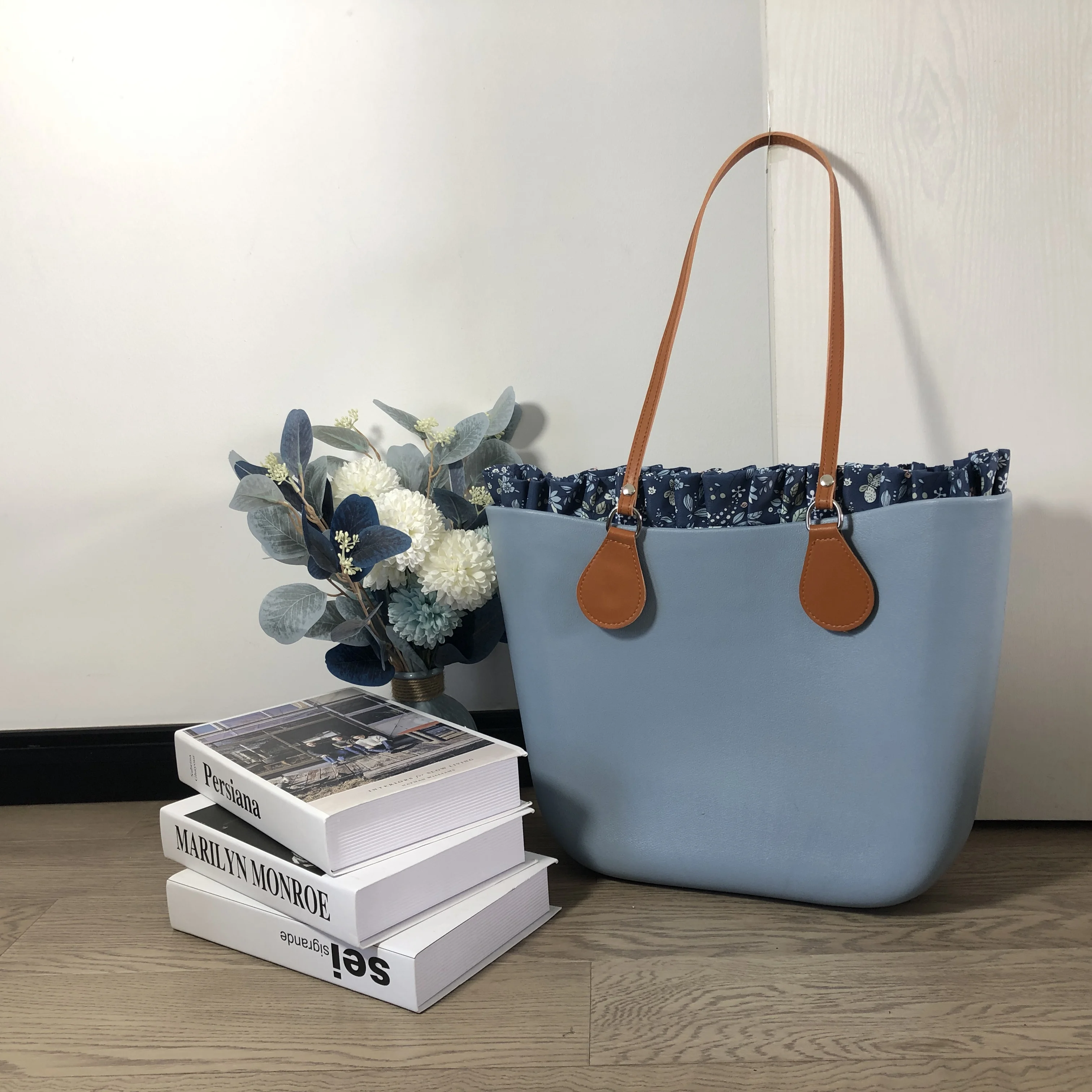 Classic Body Bag with 85cm Handles Floral Border Lining Insert Women Beach Waterproof EVA O Bag Obag Style Handbag Silicon image 3