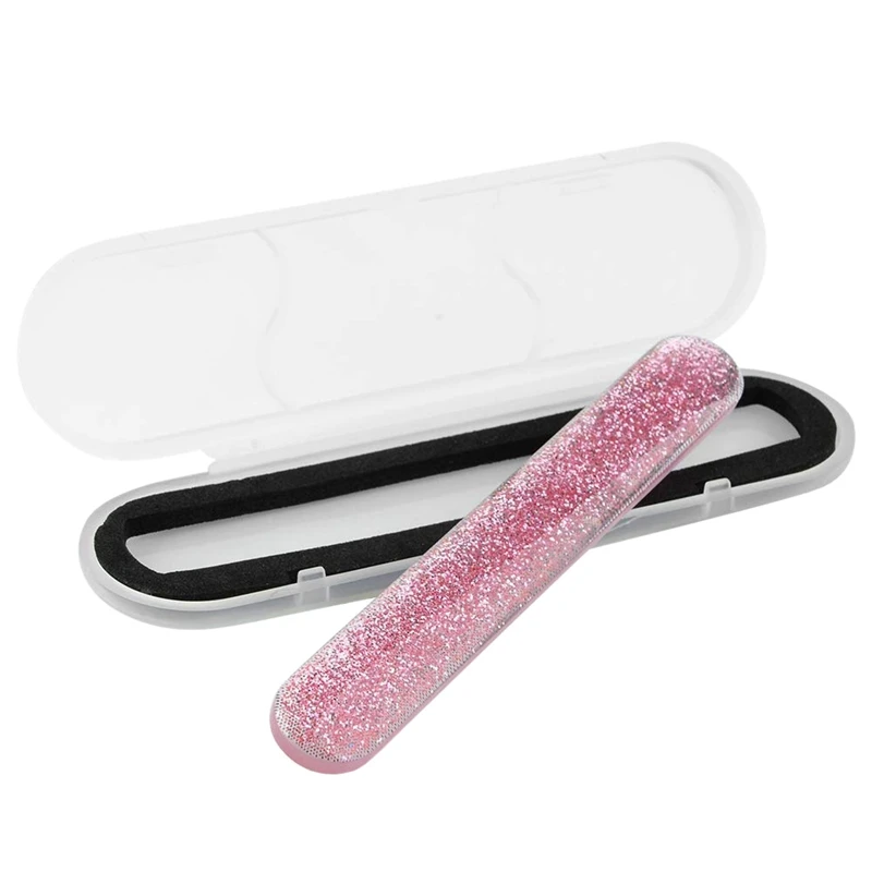 Glass Nail File Crystal Nail Shiner Nano Mini Buffers Block with Portable Case for Natural Nails