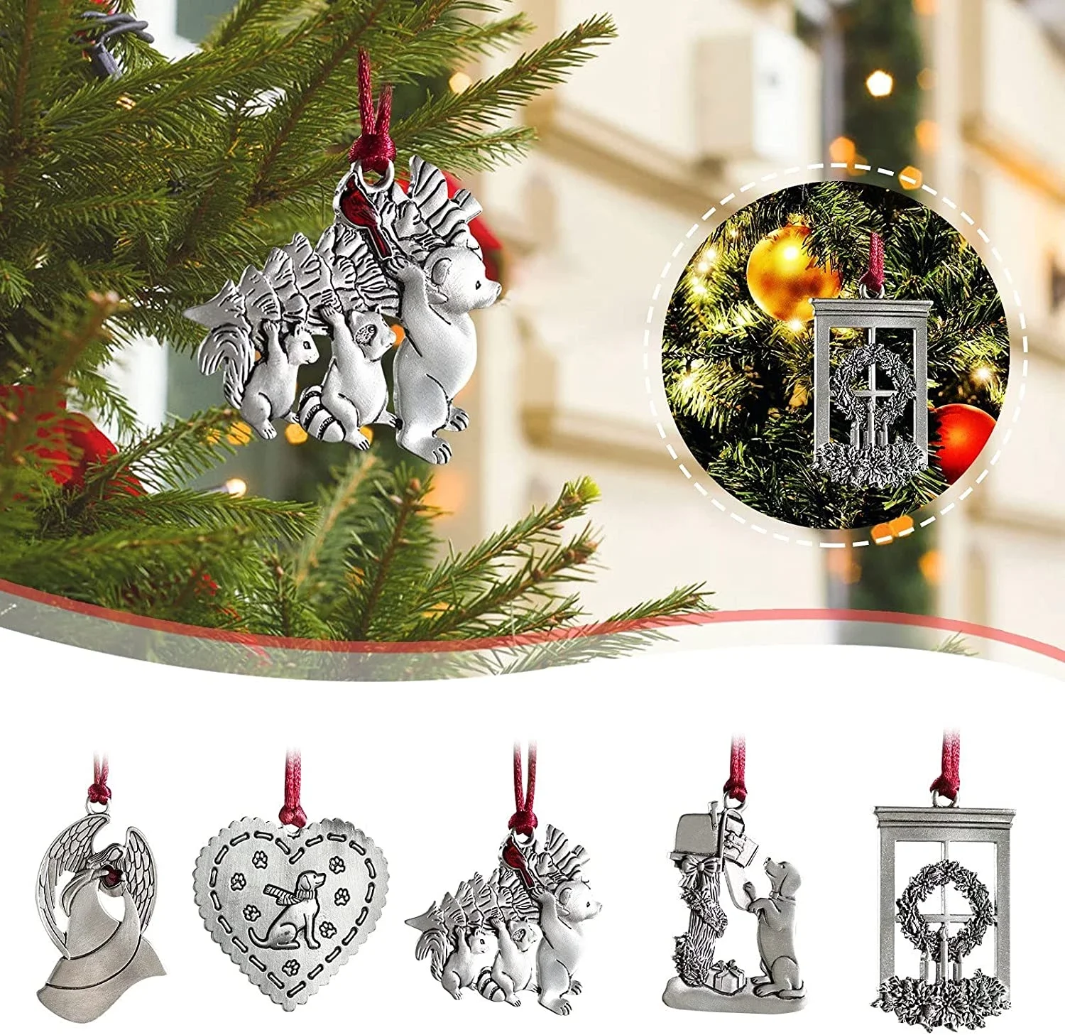 

2021 Solid Pewter Christmas Tree Ornament Christmas Decoration Xmas Hanging Ornament For Home Restaurant Decoration Navidad