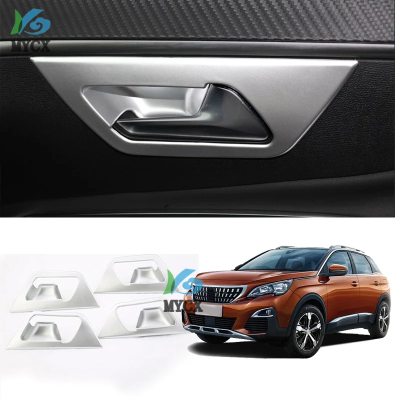 For Peugeot 3008 GT 2017 2018 ABS chrome Interior Inner Door Handle Catch Cover Trim Inserting Decal Panel Car Accessories