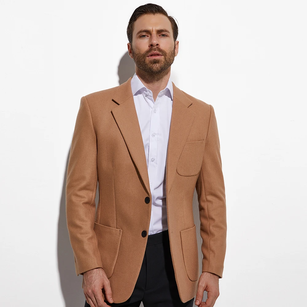 Manteaux Sur Mesure Tailor-Made Tweed Blazer Fashion Design Camel Jacket Custom Made Warm Tailored Slim Fashion Brown Blazer