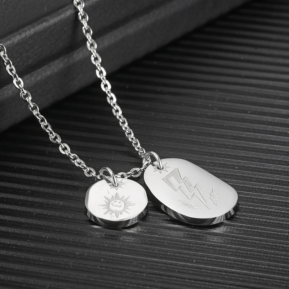 Natural Lightning And Sun Harsh Happy Thunderstorm And Warm Sunshine Pendant Necklace Meteorological Change Jewelry
