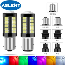 2pcs 1156 P21W BA15S 1157 BAY15D 3156 3157 LED 5730 33SMD Car Brake Lights Auto Reverse Bulb Parking Lamp 12V Red White Yellow