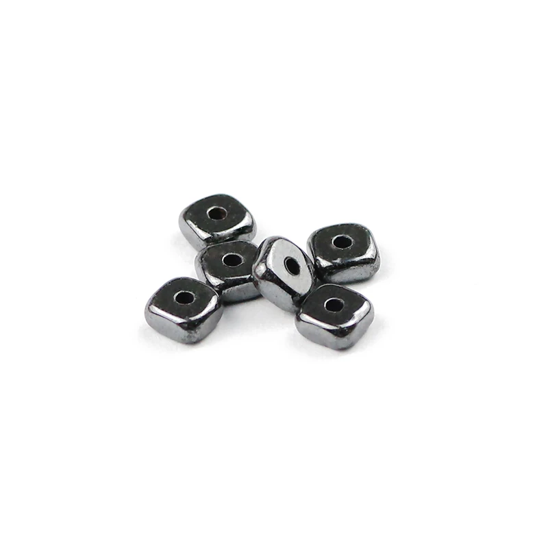 BTFBES 4*2mm Smooth Square Black Hematite Beads Natural Stone Spacer Loose bead For DIY Necklace Bracelet Earring Jewelry Making