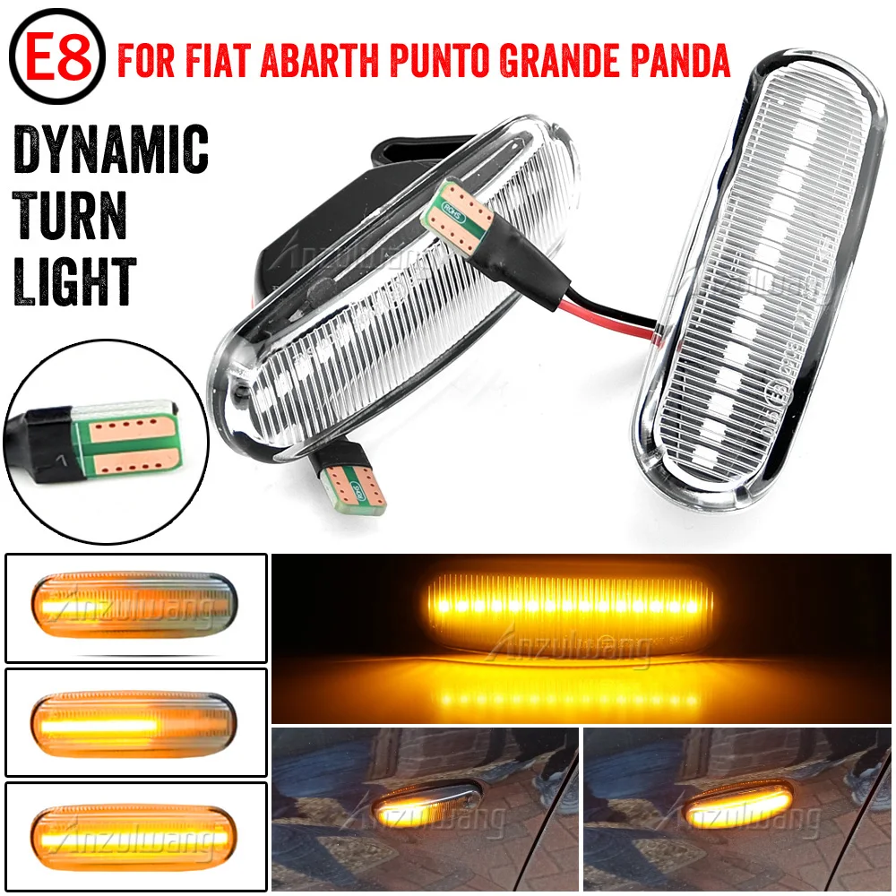 For Fiat Panda Punto Evo Stilo Qubo Peugeot Citroen Lancia Musa(350) Dynamic Smoke LED side marker light turn signal lamp