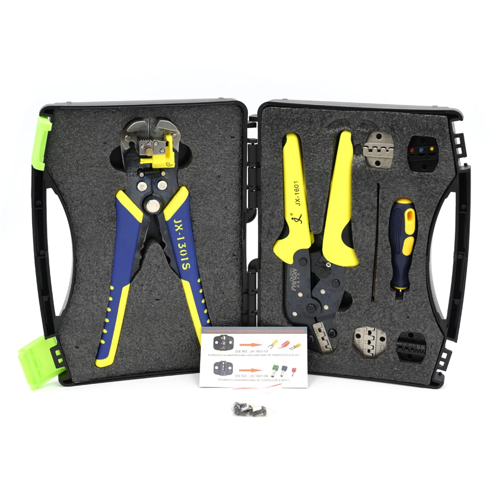 Kit de Pelacables de parón, alicates de engaste de Terminal de trinquete de ingeniería, herramientas de prensado de férula de arranque, pelacables