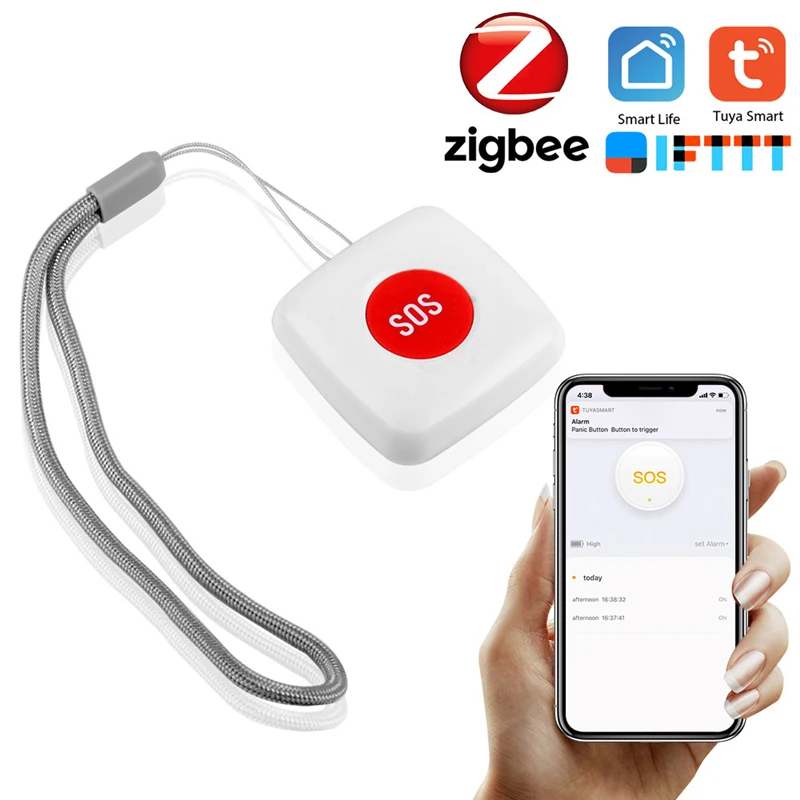 

TUYA ZigBee SOS Button Sensor Alarm Elderly alarm Waterproof Emergency Panic Button Tuya Smart Life App Remote Control