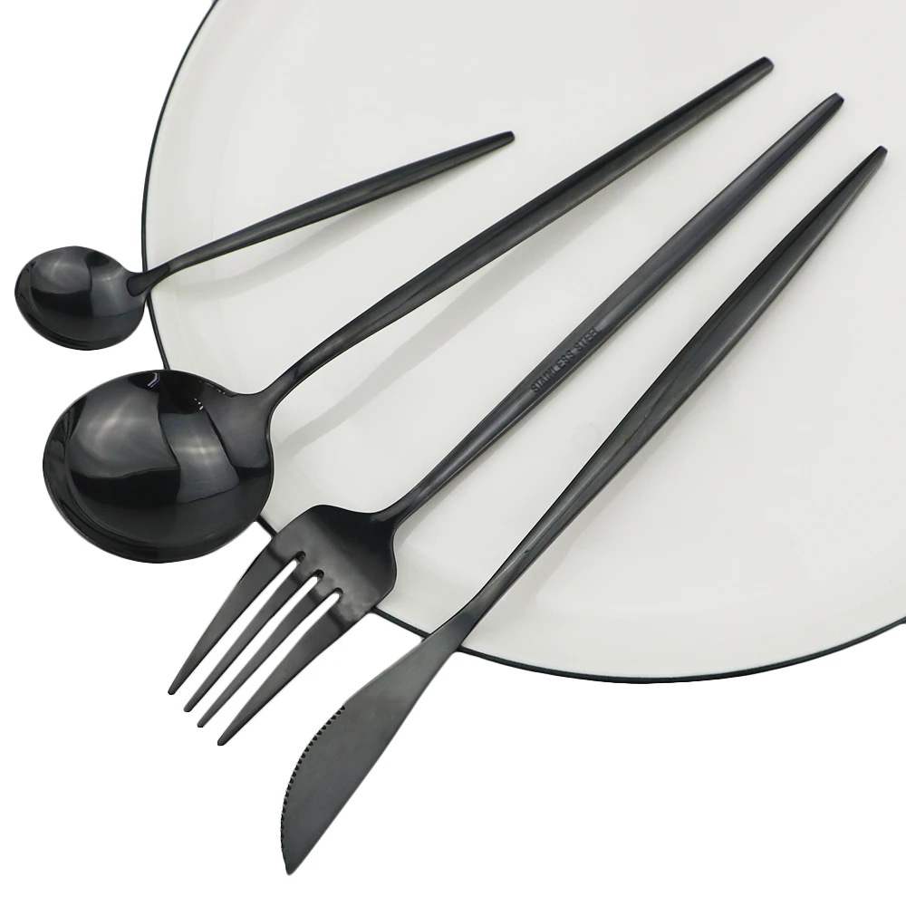 Dinnerware Set Purple Tableware Dinner Set Stainless Steel Cutlery Set Knife Fork Coffee Spoon Silverware Set Home Flatware Set