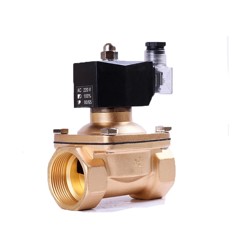 

1-1/2" Normally Closed Solenoid Valve Water IP65 Waterproof DN40 Brass Solenoid Valve With LED Power Indicator