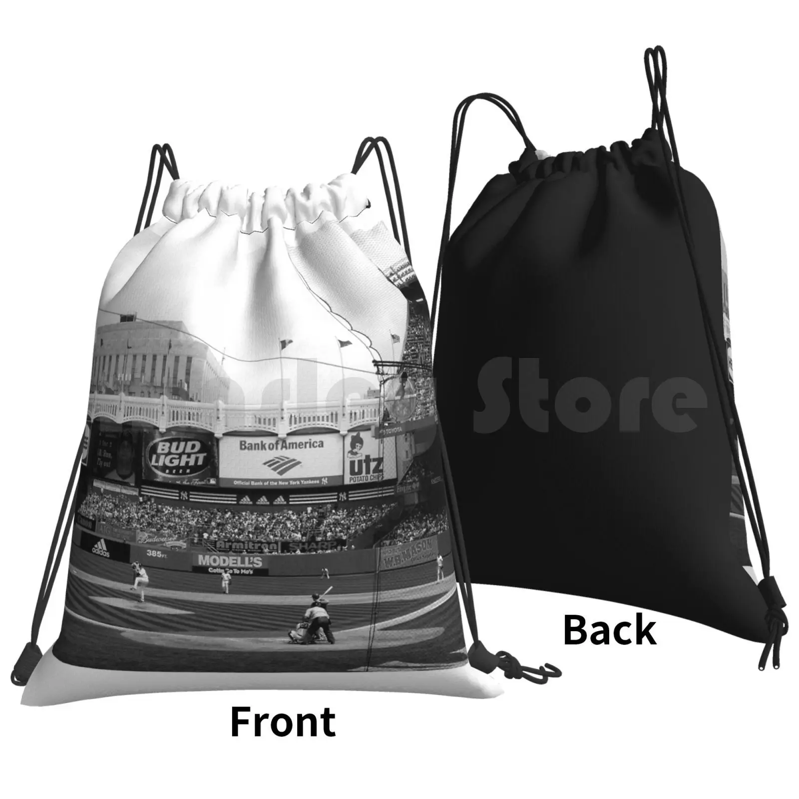 New York City Backpack Drawstring Bag Riding Climbing Gym Bag New York City Bronx Black White Yankee Stadium