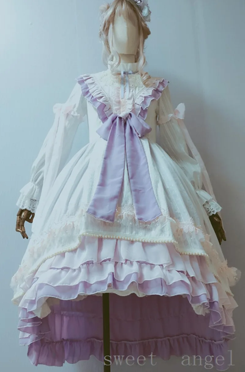 

Sweet lolita dress vintage lace bowknot soft girl college style victorian dress kawaii girl gothic lolita op loli cosplay
