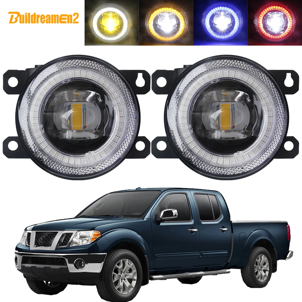 2 X Car LED Lens Fog Light Assembly Angel Eye DRL 30W 8000LM For Nissan Frontier 2005-2015 (2011-2015 must have metal bumper)