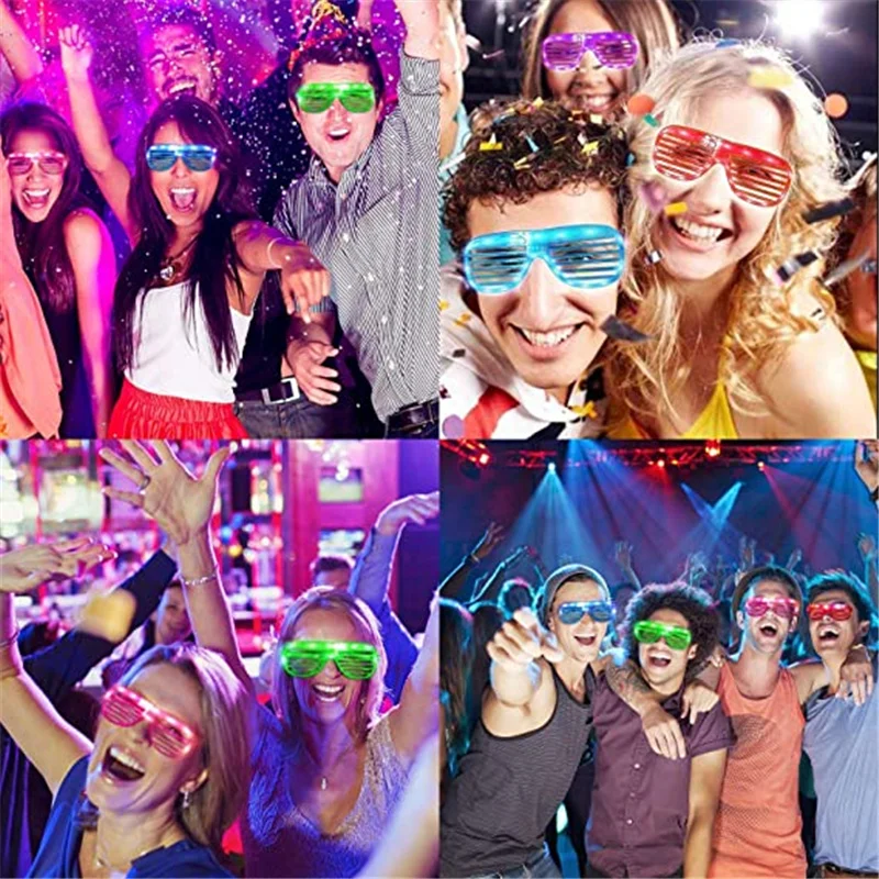 แฟลชแว่นตา Carnival แว่นตาพรรค Mardi Gras Glow In The Dark Shutter Shades นีออนกระพริบวันเกิด Carnival