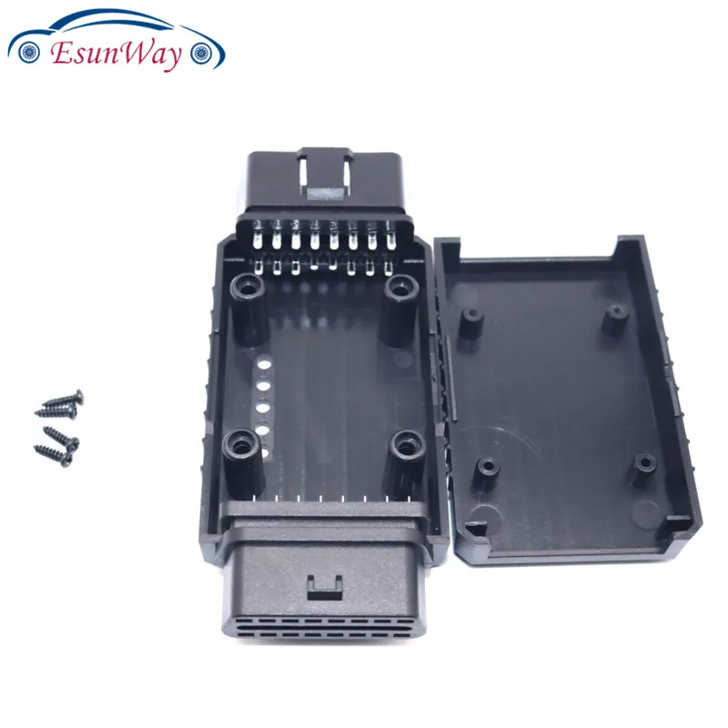 ELM327 OBD2 Connector Cover with Enclosure J1962m Plug with enclosure 16pin male female connector DIY Tool two with open