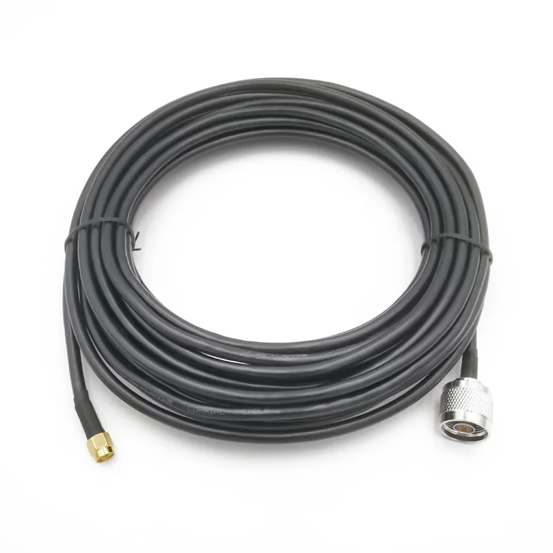 

RG58 Coaxial Cable 50ohm 1/5/10/15/20/25m Cable, N Male to SMA Male Low Loss for Mobile Telecom Signal Repeater Antenna