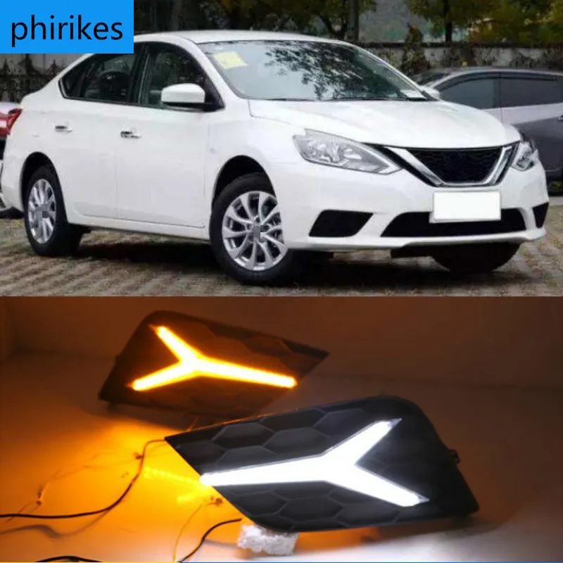 

For Nissan Sentra Sylphy 2016 2017 2018 headlight headlights 2pcs LED Daytime Running Lights DRL fog lights