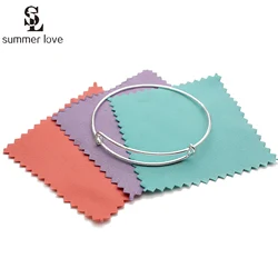 Wholesale Mix Color Smooth Fabric Sterling Silver Jewelry Cleaning Cloth Accessaries Polishing Cloth Anti Tarnish 8*8cm 300Pcs