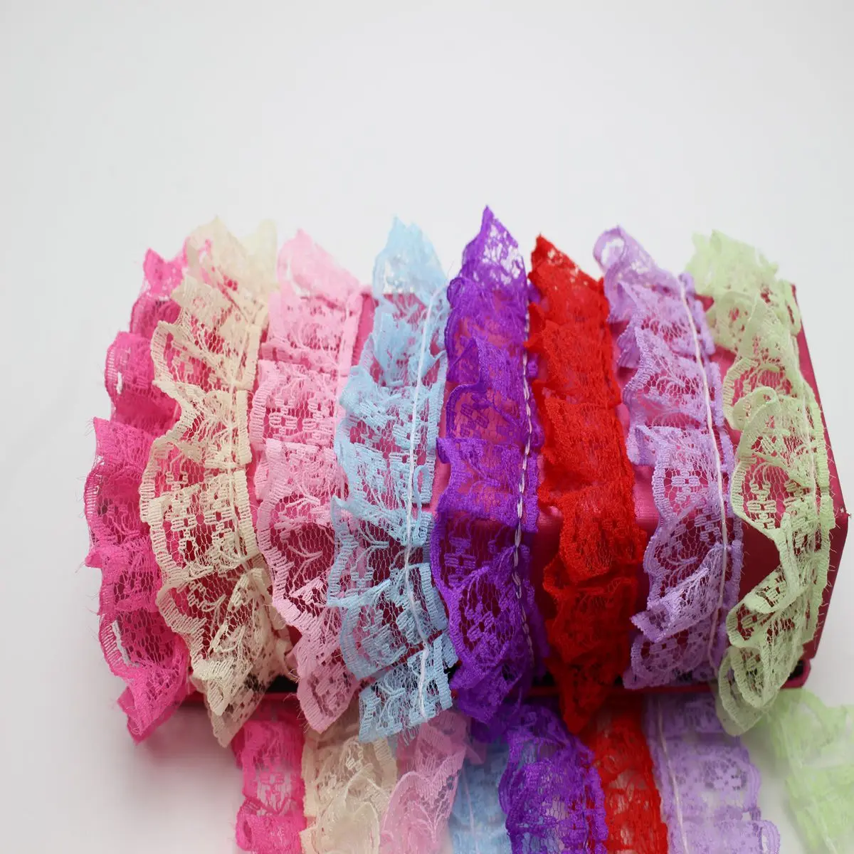 5 Meters Ruffle Lace Trim Ribbon 23mm Sewing Wedding Craft DIYColor for Choice