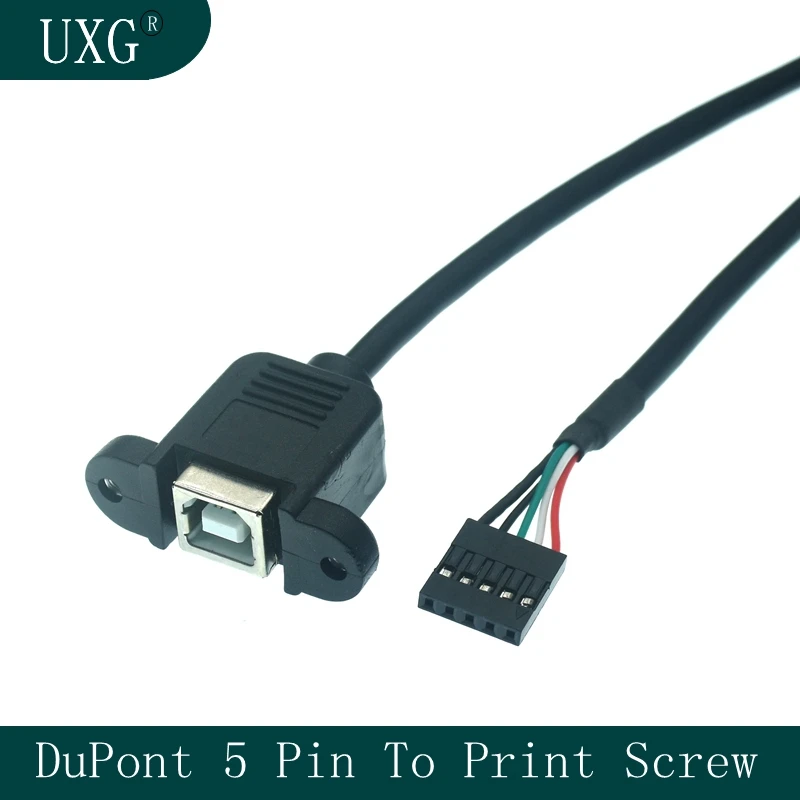 

50CM 5 Pin Motherboard Female Header to USB Type B Female Adapter Dupont Extender Cable with Screw Panel Mount Holes (5Pin/BF 0