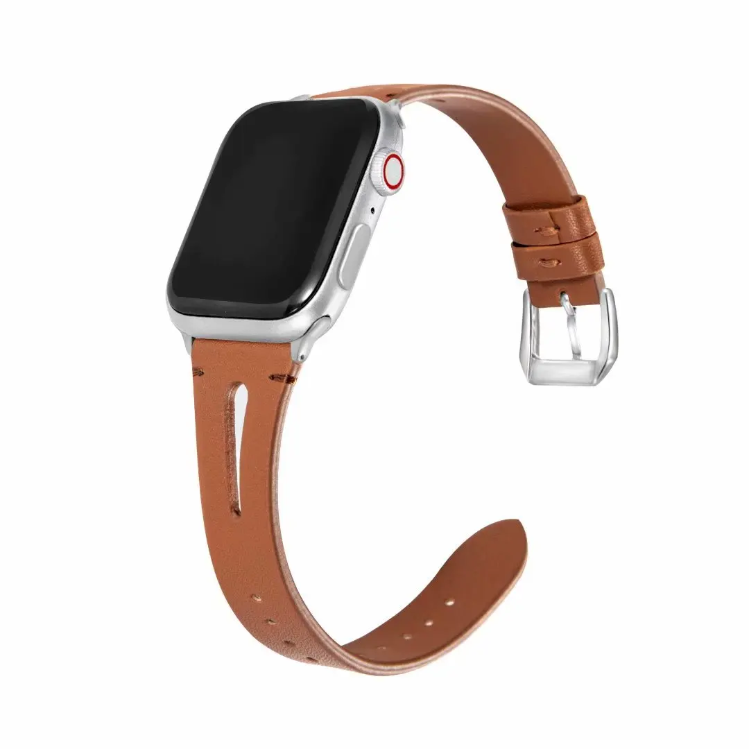 สายหนังแท้บางสําหรับ Apple Watch Ultra 49mm Series 10 9 8 7 45 มม.41 มม.6 5 4 3 2 1 SE