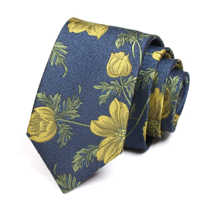 New Design Floral Jacquard High Quality 7CM Ties For Men Fashion Formal Necktie Gentleman Business Work Party Cravate Gift  Box