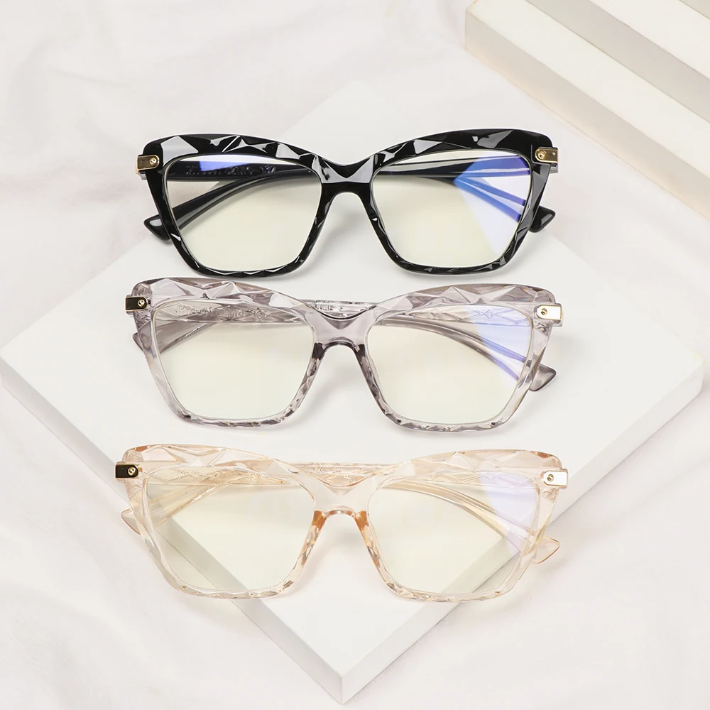 Multi-section Anti-blue Light Glasses Women New Cat Eye Square Frame Eyewear Oversized Trending Brand Design Optical Eyeglasses