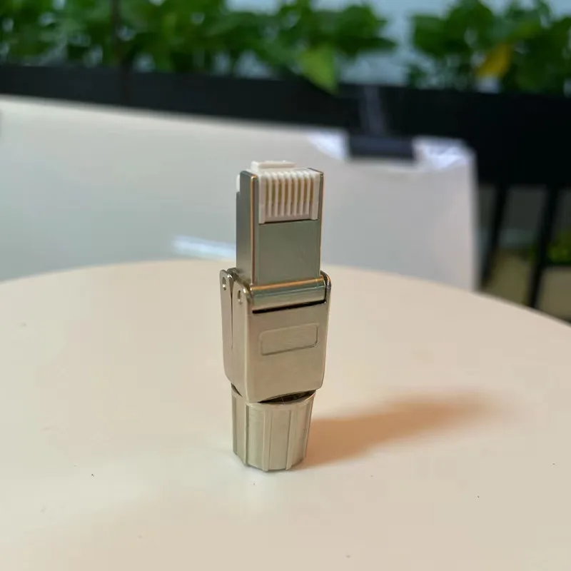Linkwylan RJ45 Cat6A Toolless Field Connector Termination Plug Metal Clip Shielded For 23AWG Solid Cable