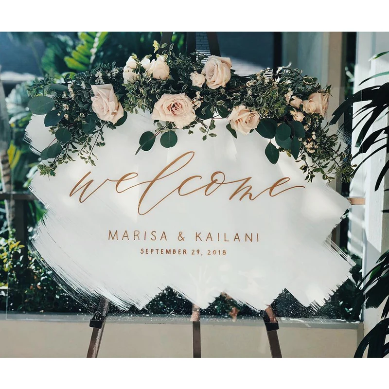 Custom Plexiglass Wedding Welcome Sign Acrylic Welcome Board Guest Signature Entrance Album for Wedding Engagement Party Decor