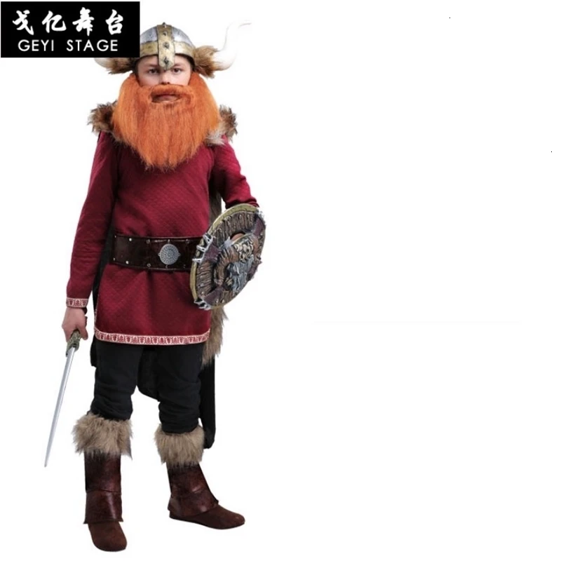 New kid Halloween party boy accattivante pirata snowfield hunter costume costume vichingo warrior cosplay clothes