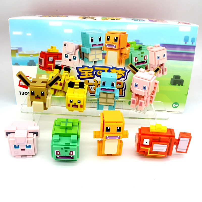 new Toys  styles Small Mewtwo psyduck Building Pokemon Blocks Small Cartoon Picachu Animal Model Education Game Graphics Pokemon