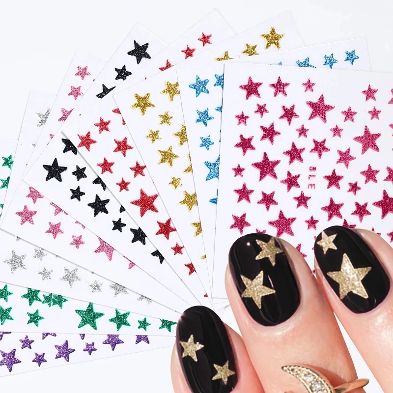 

1pcs 3D Nail Slider Stars Stickers Glitter Shiny Decoration Decal DIY Transfer Adhesive Colorful Nail Art Tips Manicure NS-05