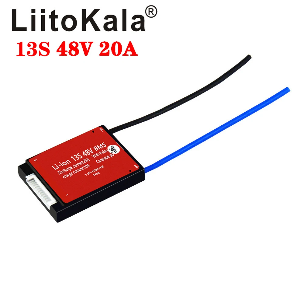 LiitoKala Li-ion 13S 48V 20A 18650 PCM tablica zabezpieczająca baterię BMS PCM ze zbalansowanym akumulatorem litowym