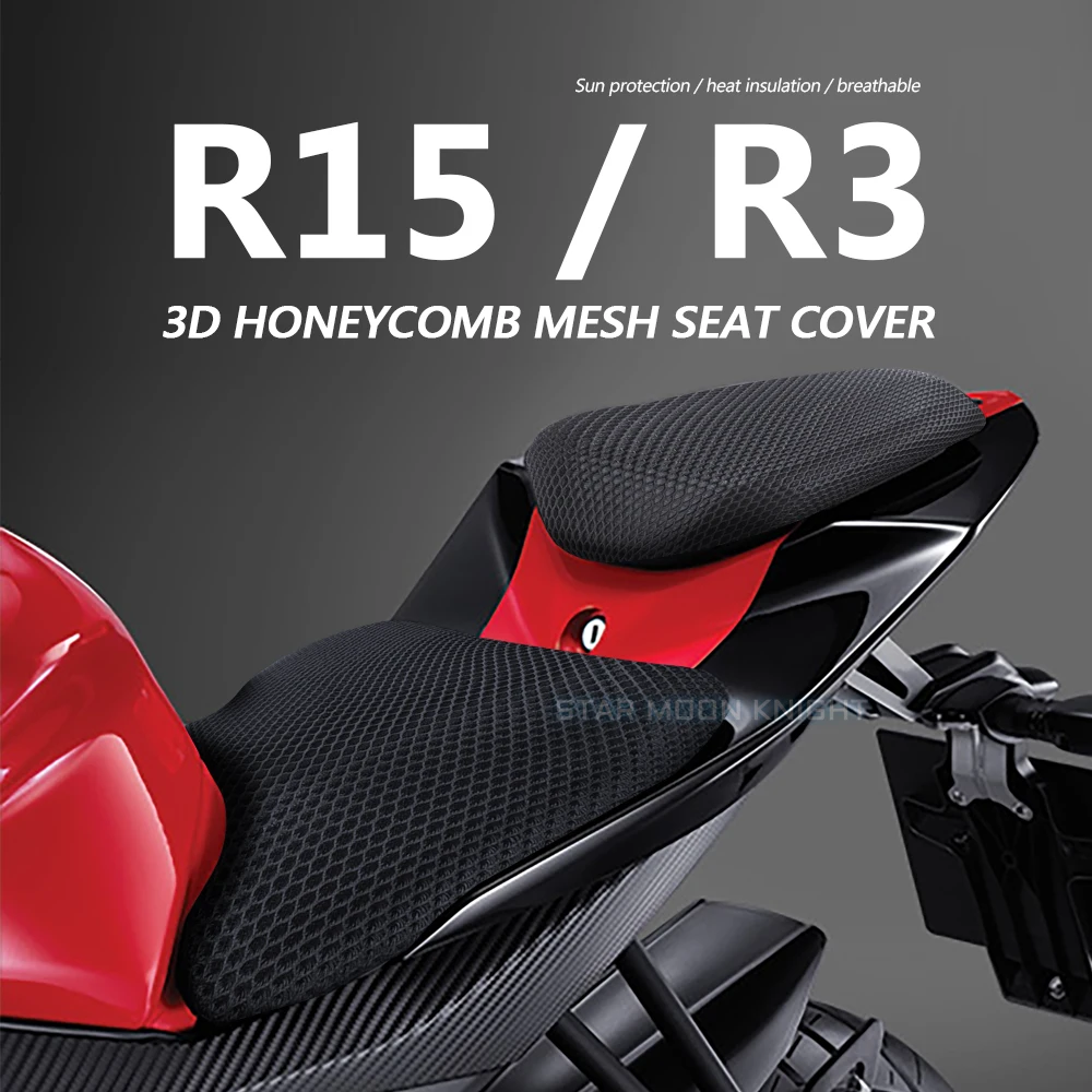 

Motorcycle Accessories Anti-Slip 3D Mesh Fabric Seat Cover Breathable Waterproof Cushion For Yamaha YZF-R15 YZF-R3 YZF R15 R3