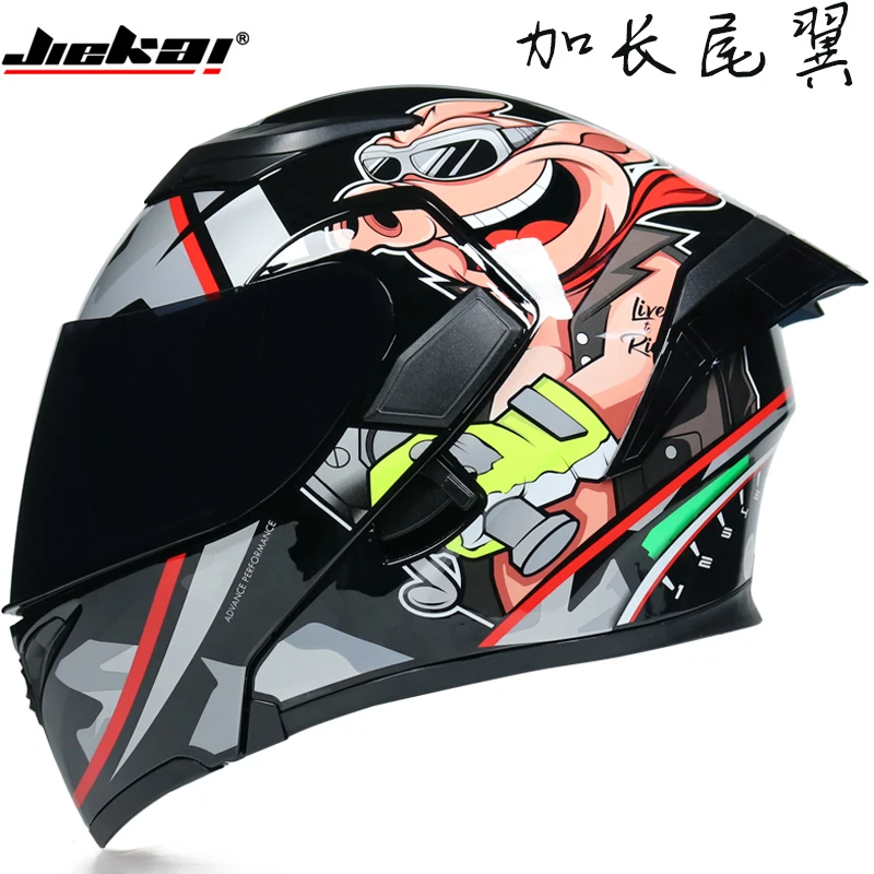 JIEKAI 902 flip up double lens motorcycle helmet removable and washable liner Aerodynamic design modular helmet