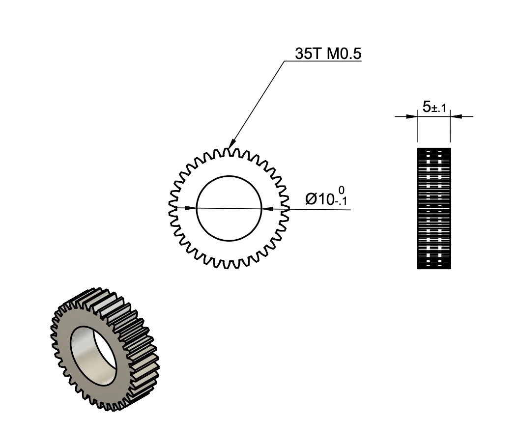 40pcs  custom made  0.5mod flat aluminum alloy 0.5 die 35 teeth metal precision small modulus cylindrical spur gear