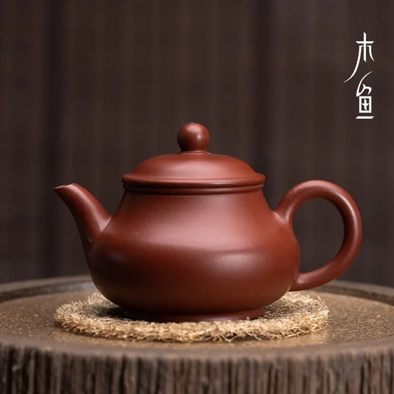 ★Wooden fish yixing dahongpao recommended pot level pot pan kung fu tea set little teapot household pure manual ores