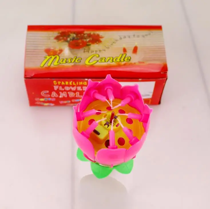 Lotus Music Candle Lotus Singing Birthday Party Cake Music Flash Candle Flower Music Candle Cake Accessorie Holiday Supplies  SN